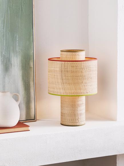 John Lewis Vicente Layered Raffia Table Lamp, Natural - view 2, Natural