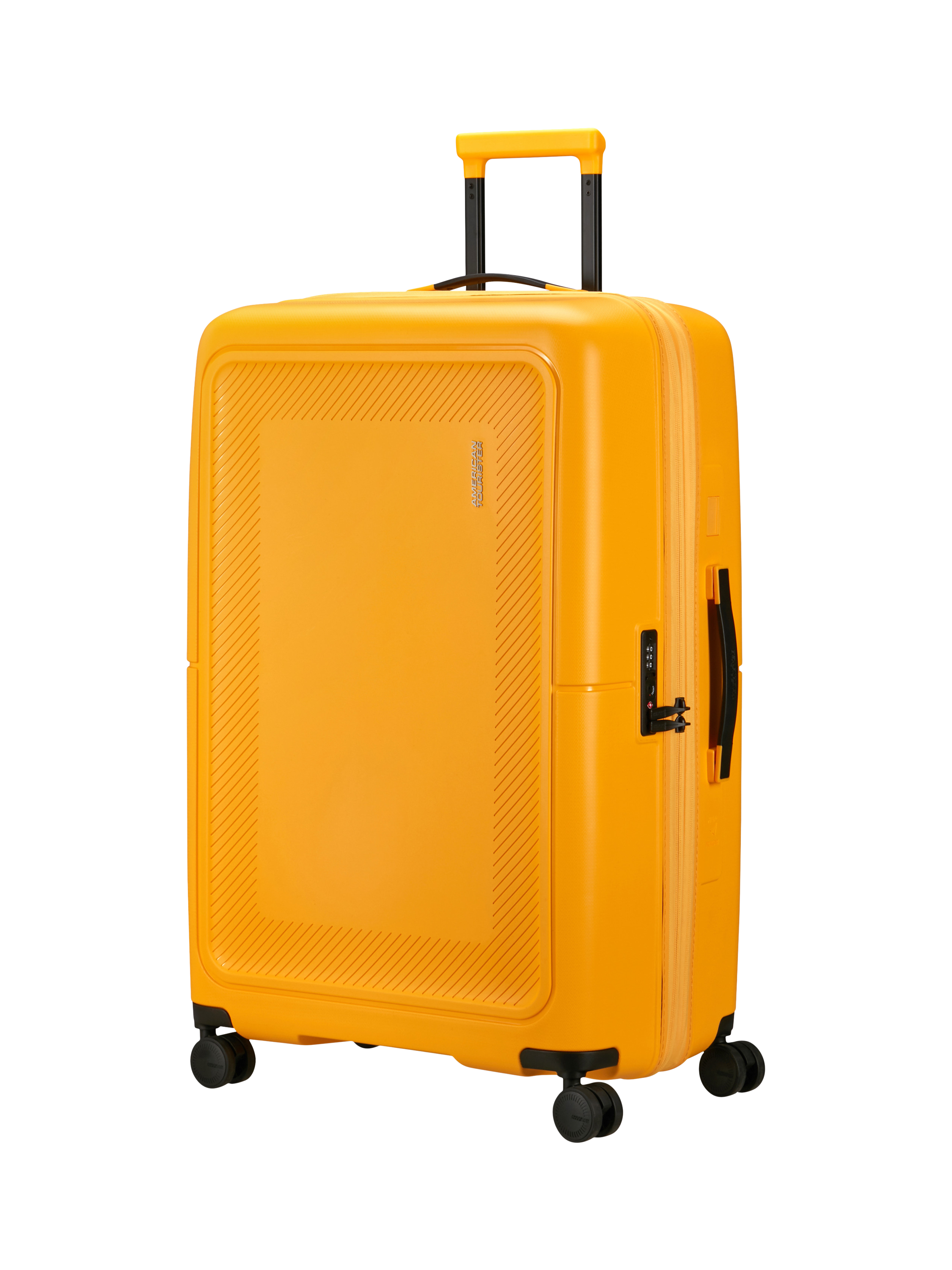 American Tourister Dashpop 8-Wheel 77cm Expandable Large Suitcase, Golden Yellow