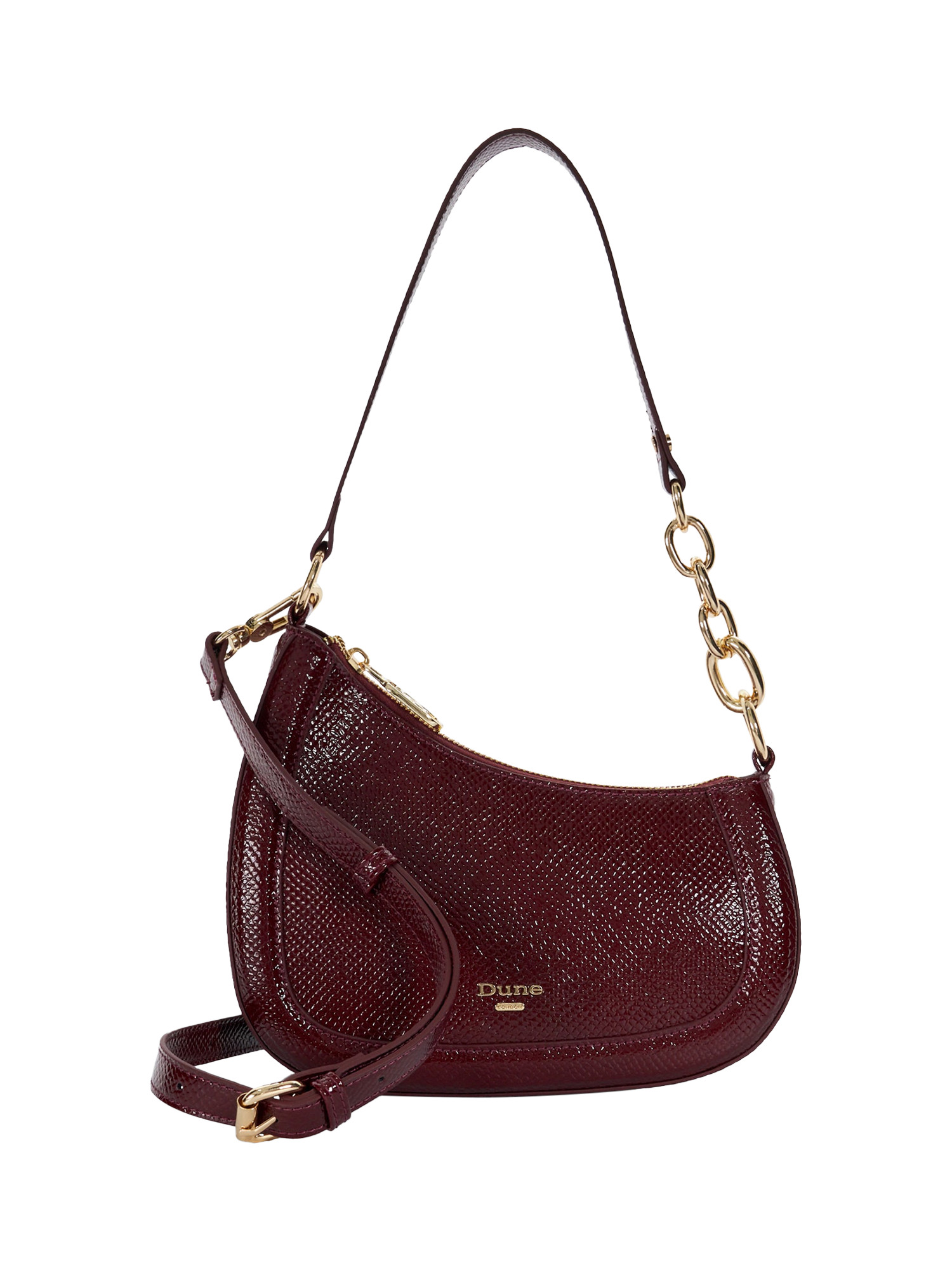 Dune Direction Reptile Effect Shoulder Bag, Berry