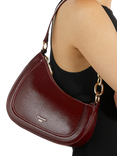 Dune London Direction Reptile Effect Shoulder Bag, Berry