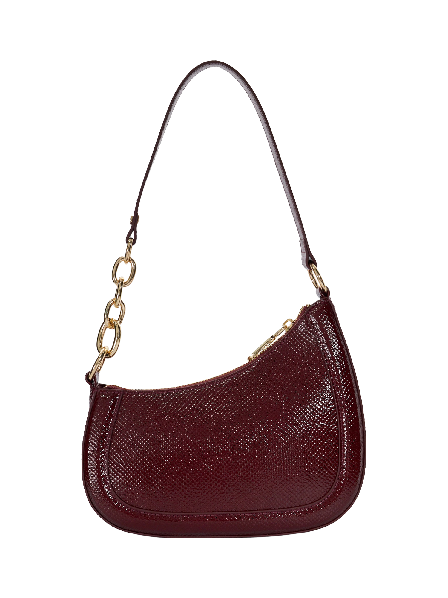 Product image 3 of 5, which shows Dune London Direction Reptile Effect Shoulder Bag, Berry