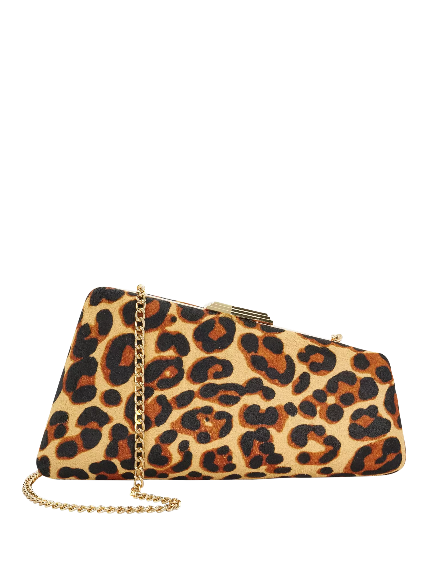 Dune Balancing Leather Leopard Clutch Bag Multi