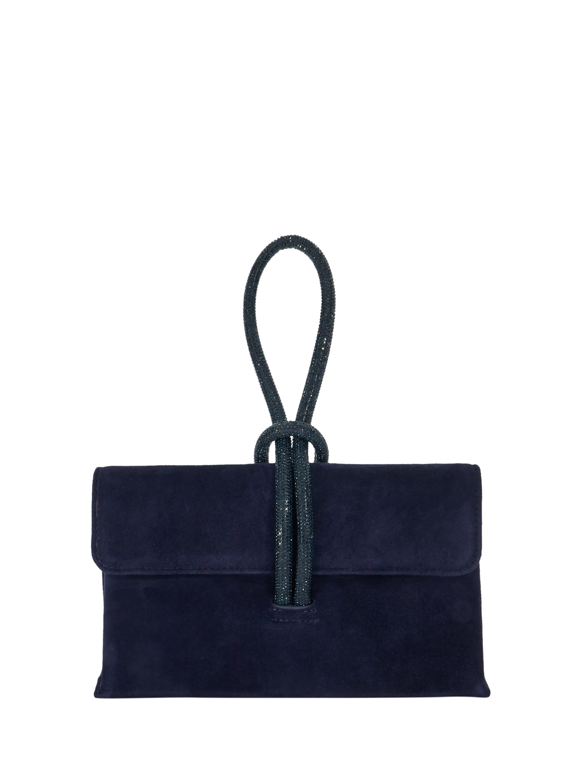 Dune Brynie Suede Diamante Loop Handle Clutch Bag, Navy