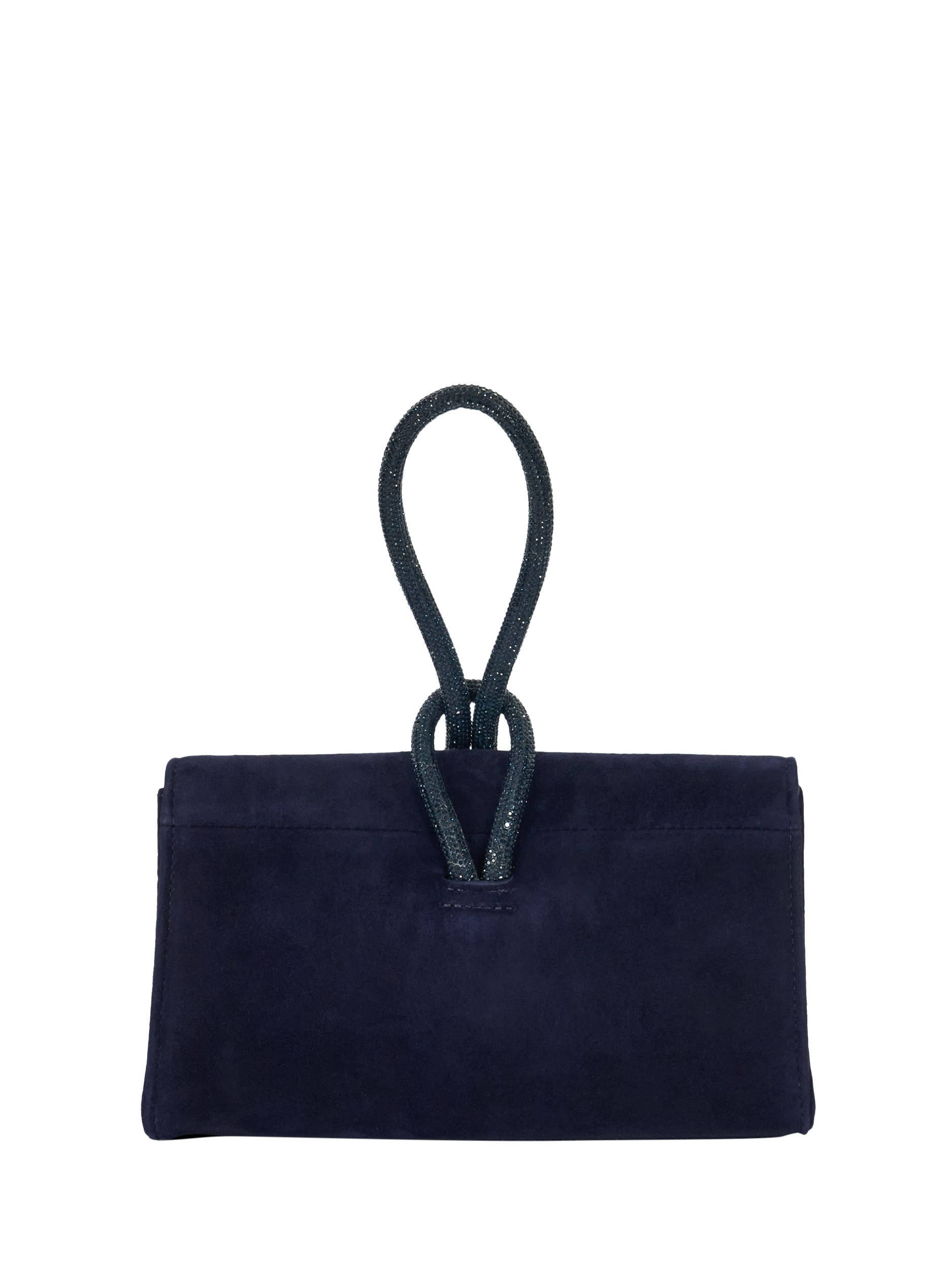 Dune Brynie Suede Diamante Loop Handle Clutch Bag Navy