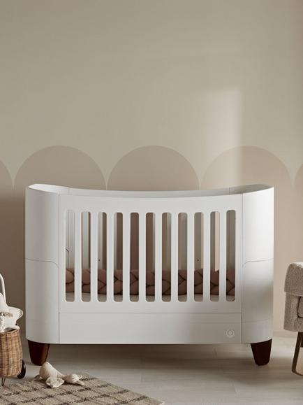 Gaia Baby Serena Cotbed, Mattress, Mattress Protector and Sheets Bundle - view 2, White/Walnut