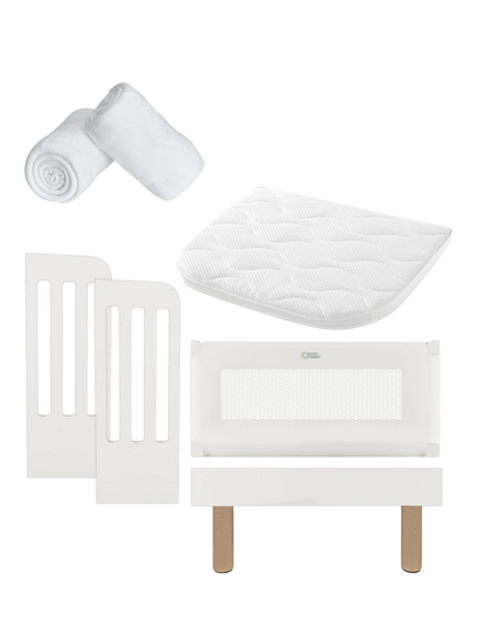 Gaia Baby Serena Bedside Crib Add-On Bundle, White/Natural