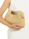 Dune Elsabeth Raffia Clutch Bag, Neutral