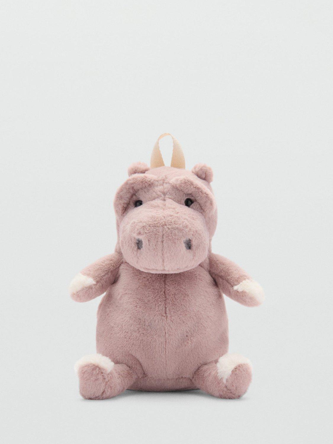 Mango Fluffy Hippopotamus Backpack, Pastel Pink