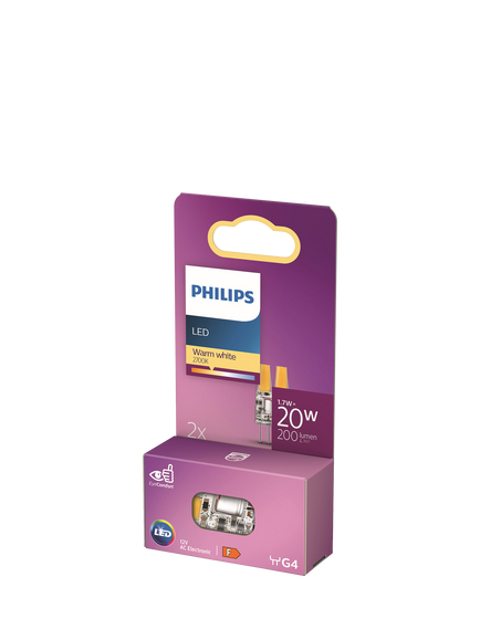 Philips 1.7W G4 LED Bulb, Warm White, Pack of 2, Clear