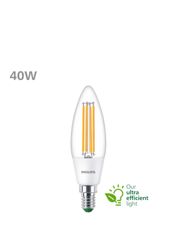 Philips Energy Efficient 2.3W E14 LED Non-Dimmable Bulb, Warm White, Pack of 2 - view 2, Clear