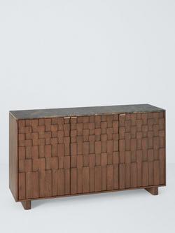 John Lewis Check Marble Top 3 Door Sideboard, Dark Brown, Dark Brown