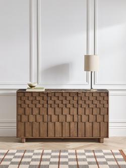 John Lewis Check Marble Top 3 Door Sideboard, Dark Brown - view 2, Dark Brown