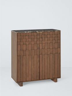 John Lewis Check Marble Top Drinks Cabinet, Dark Brown, Dark Brown