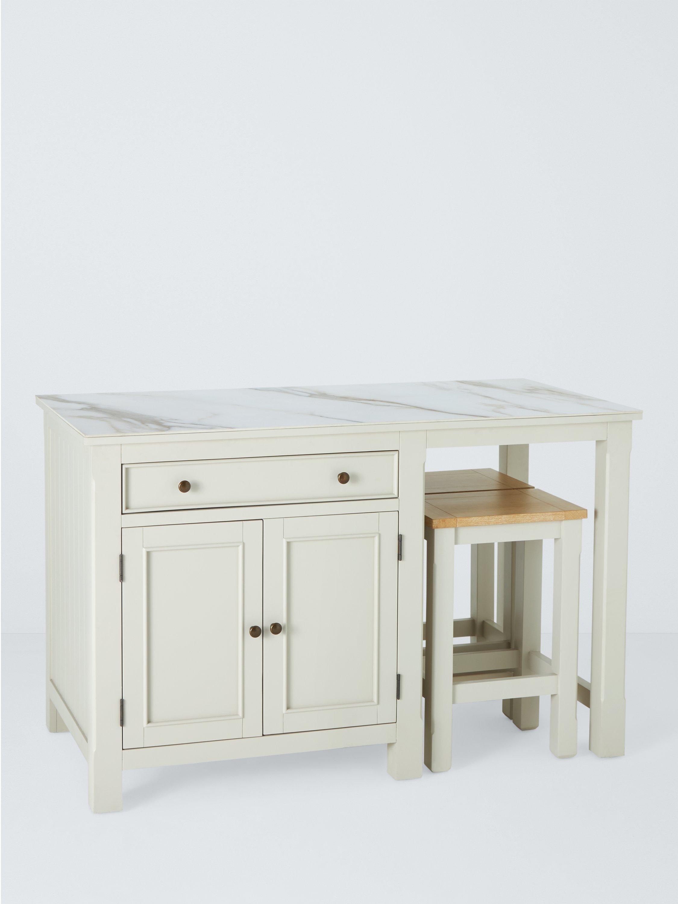 John Lewis Foxmoor Ceramic Top Island Unit & Stools, FSC-Certified (Acacia Wood), Cream & Oak