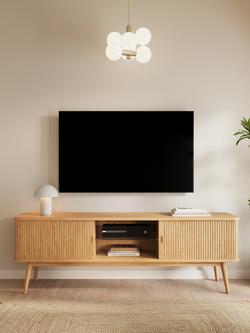 John Lewis Grayson Large TV Unit, Dark Brown - view 2, Oak
