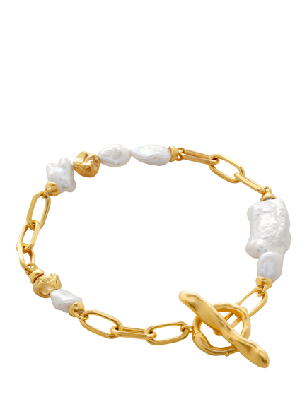 Monica Vinader x Amy Powney Keshi Pearl Chain Bracelet, Gold, Gold