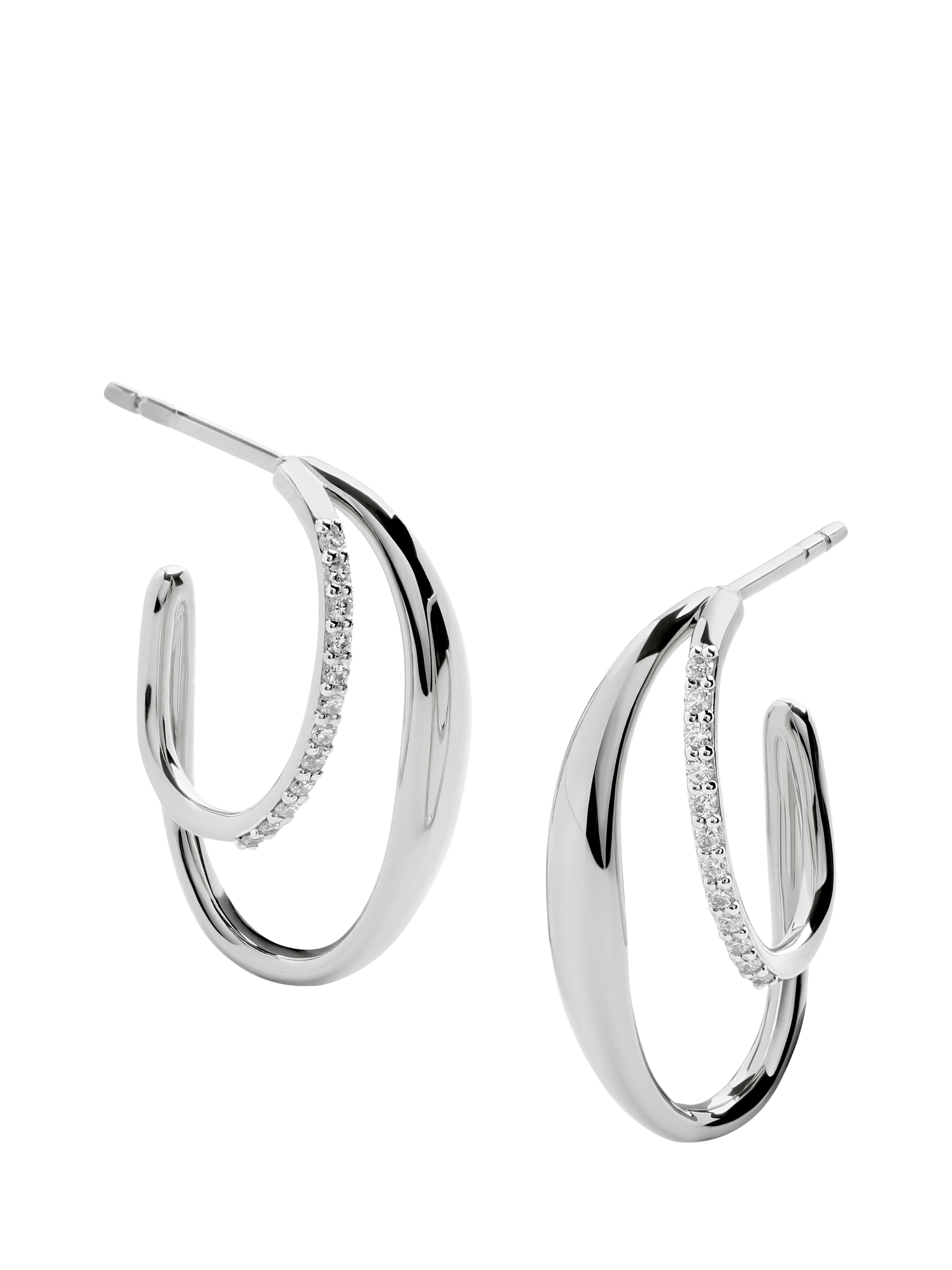 Product image 1 of 2, which shows Monica Vinader Diamond Nura Medium Earrings, Silver