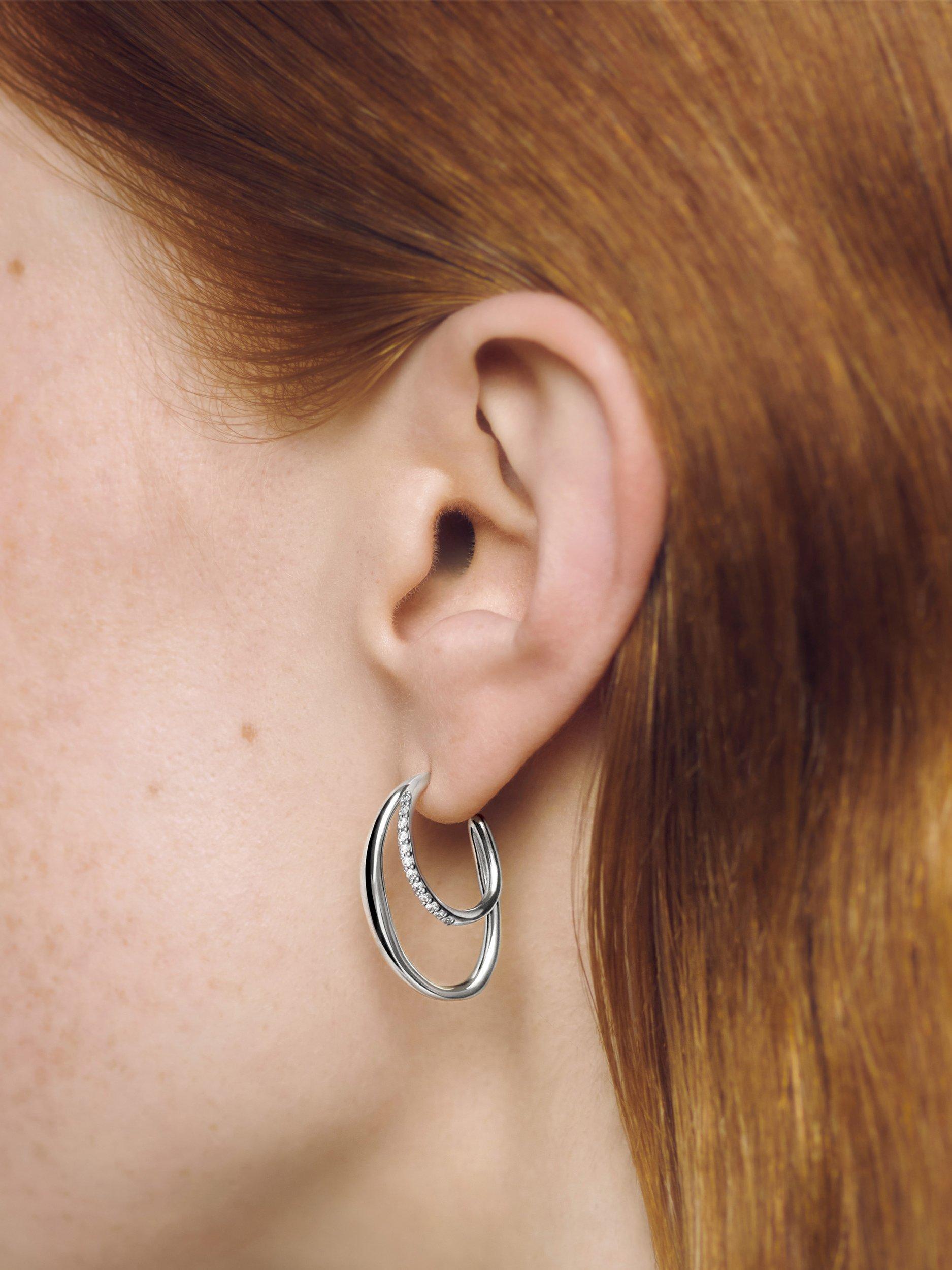 Product image 2 of 2, which shows Monica Vinader Diamond Nura Medium Earrings, Silver