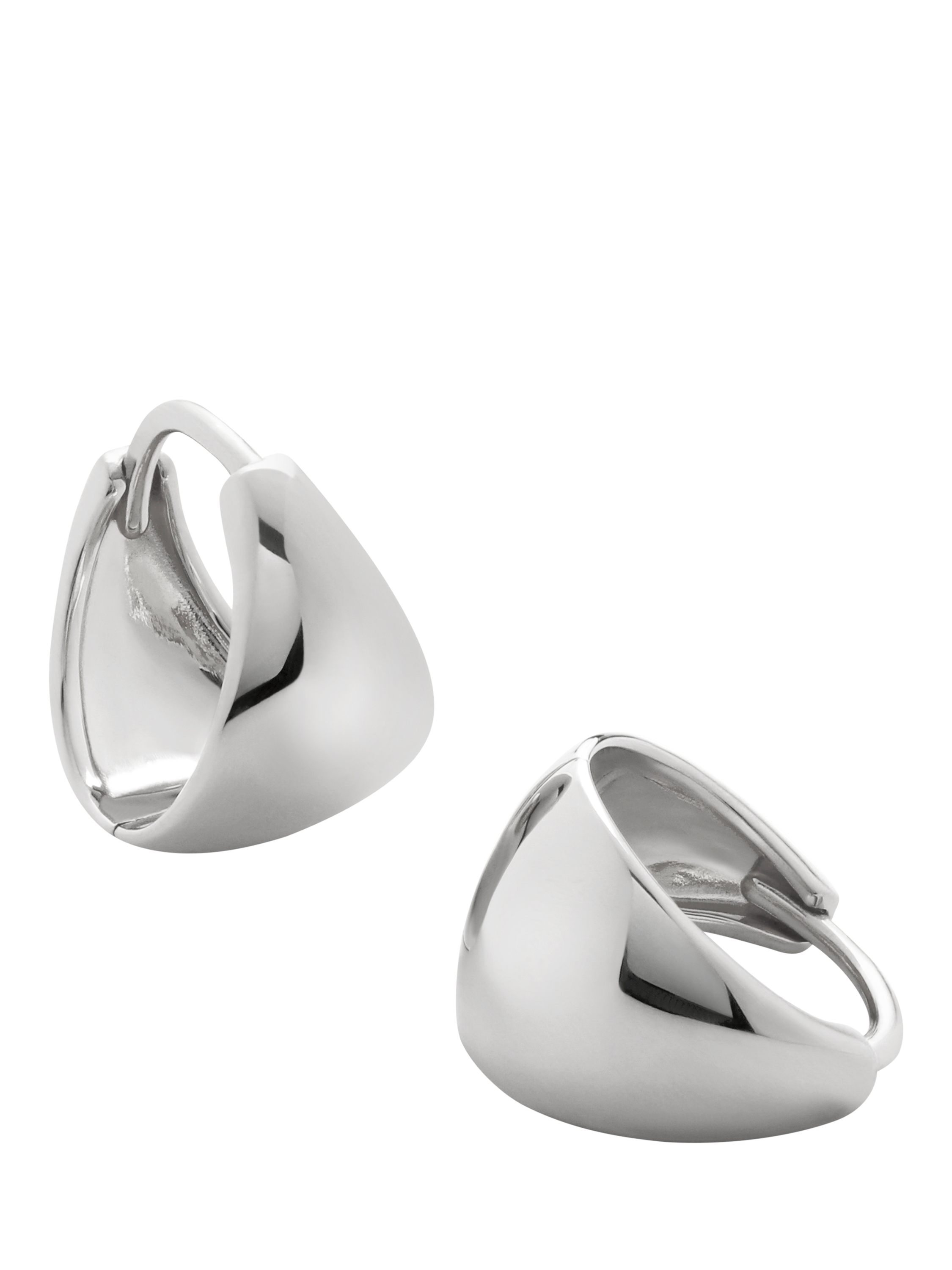 Product image 1 of 3, which shows Monica Vinader Tapered Huggie Earrings, Silver