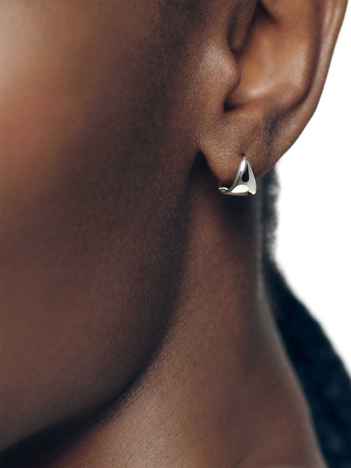 Product image 3 of 3, which shows Monica Vinader Tapered Huggie Earrings, Silver