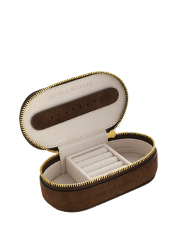 Monica Vinader Mini Suede Jewellery Box - view 2, Brown