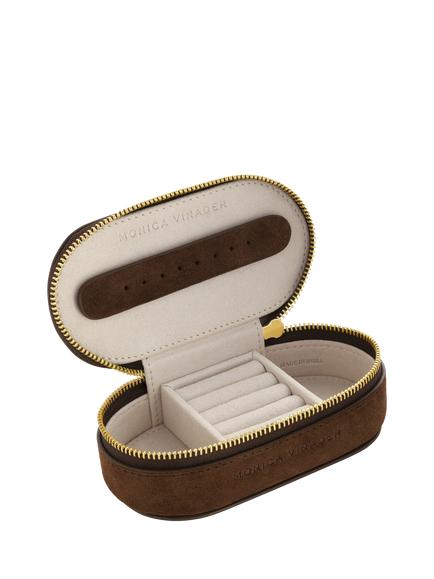 Monica Vinader Mini Suede Jewellery Box - view 2, Brown