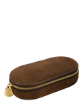Monica Vinader Suede Pebble Zip Jewellery Box, Brown