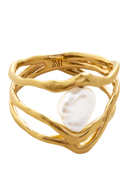Monica Vinader X Amy Powney Pearl Ring, Gold, Gold
