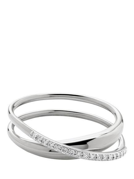 Monica Vinader Diamond Nura Wrap Ring, Silver, Silver