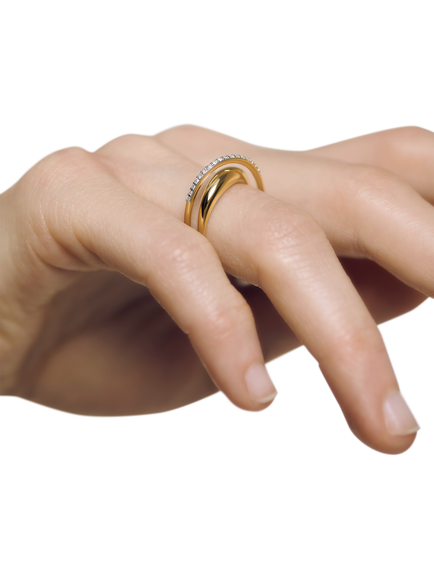 Monica Vinader Diamond Nura Wrap Ring, Gold - view 2, Gold
