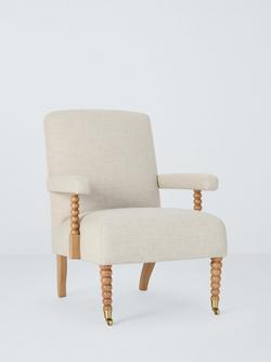 John Lewis Classic Bobbin Armchair, Light Leg, Relaxed Linen Putty