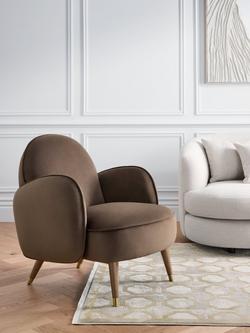 John Lewis Cove Armchair, Dark Leg - view 2, Walnut Velvet