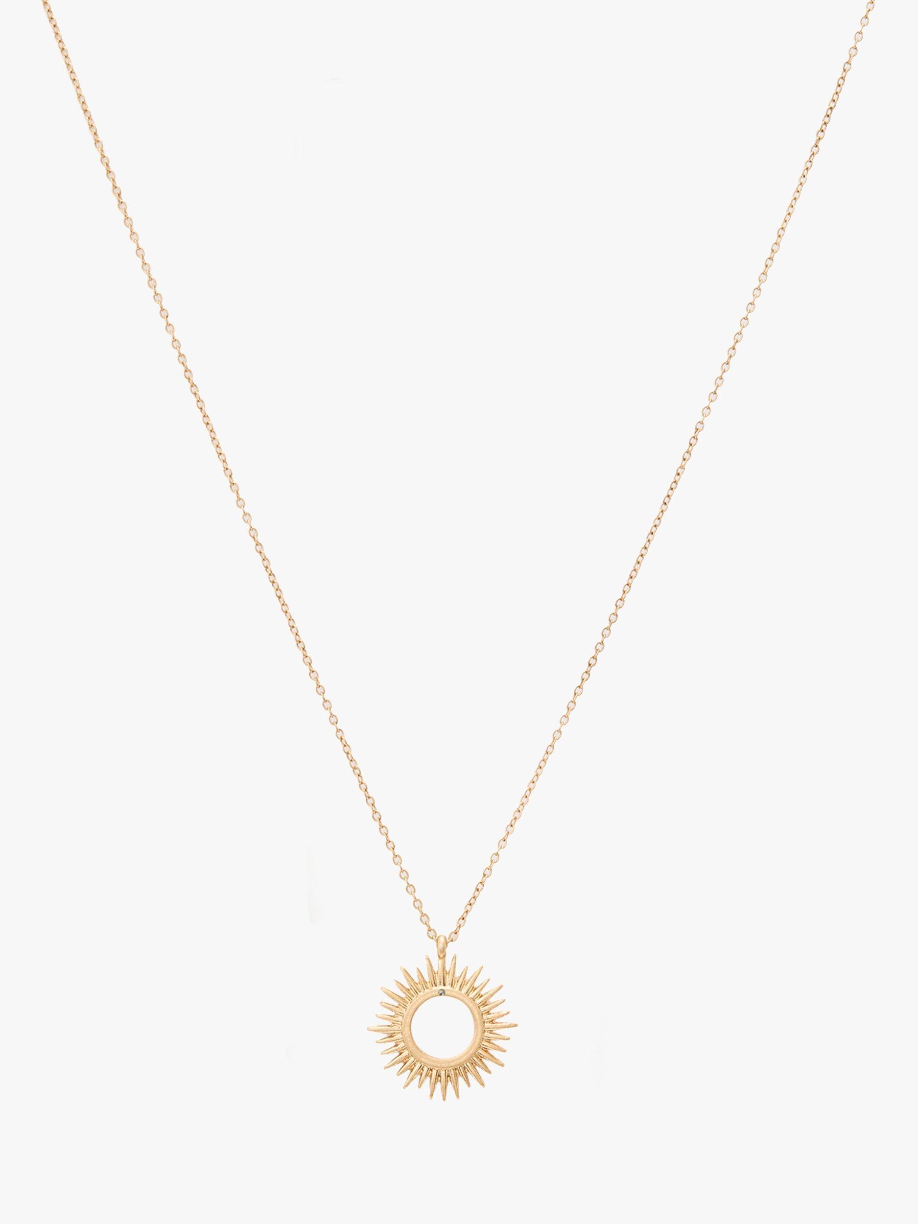 Product image 1 of 3, which shows AllSaints Celestial Sunburst Pendant Necklace, Gold