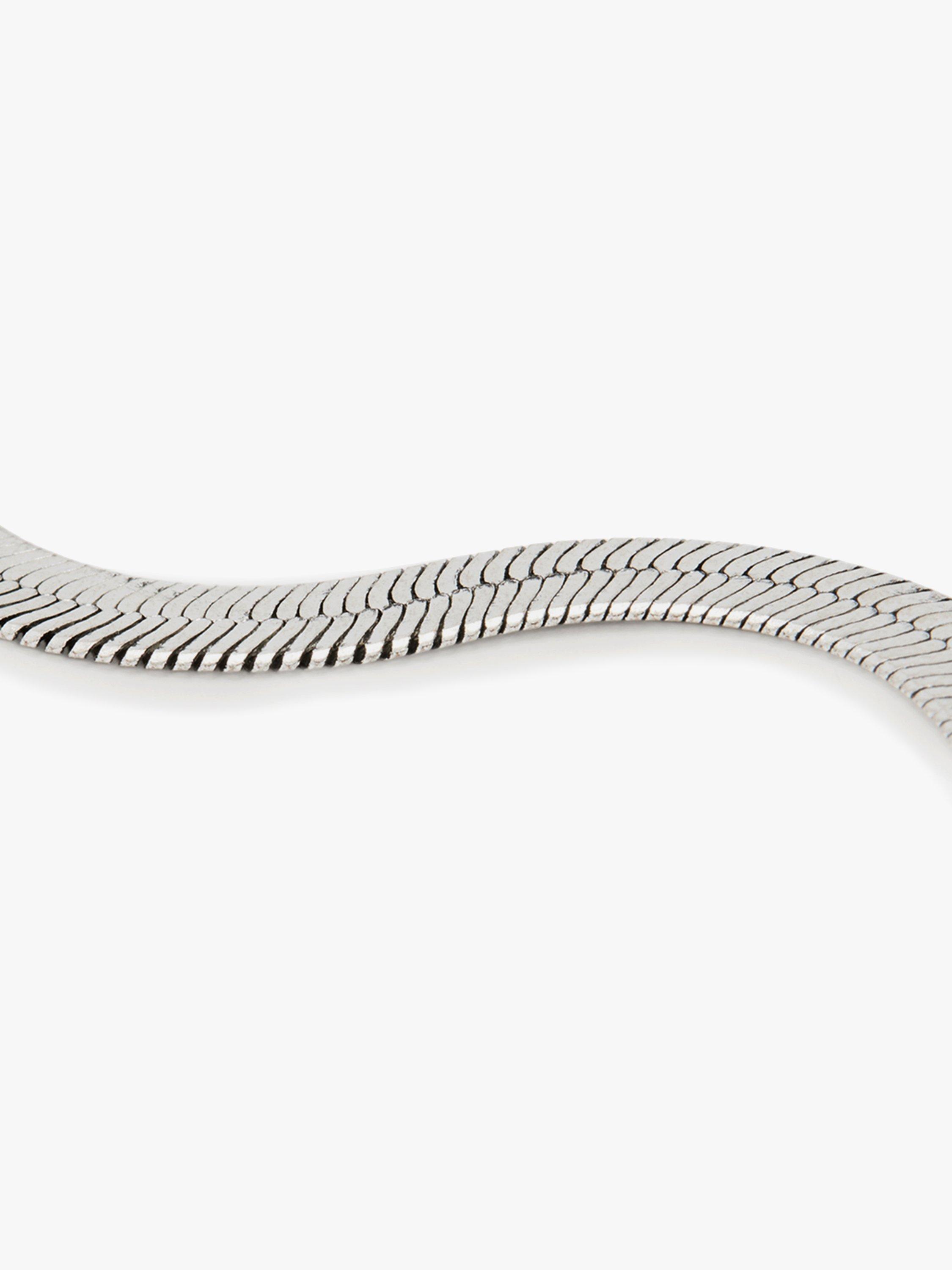 Product image 3 of 5, which shows AllSaints Flat Snake Chain Collar Necklace, Silver