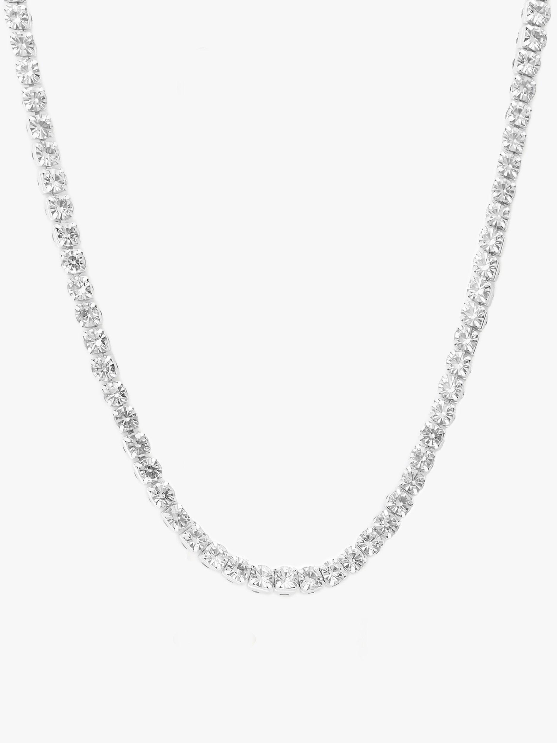 Product image 1 of 4, which shows AllSaints Crystal Collar Necklace, Silver