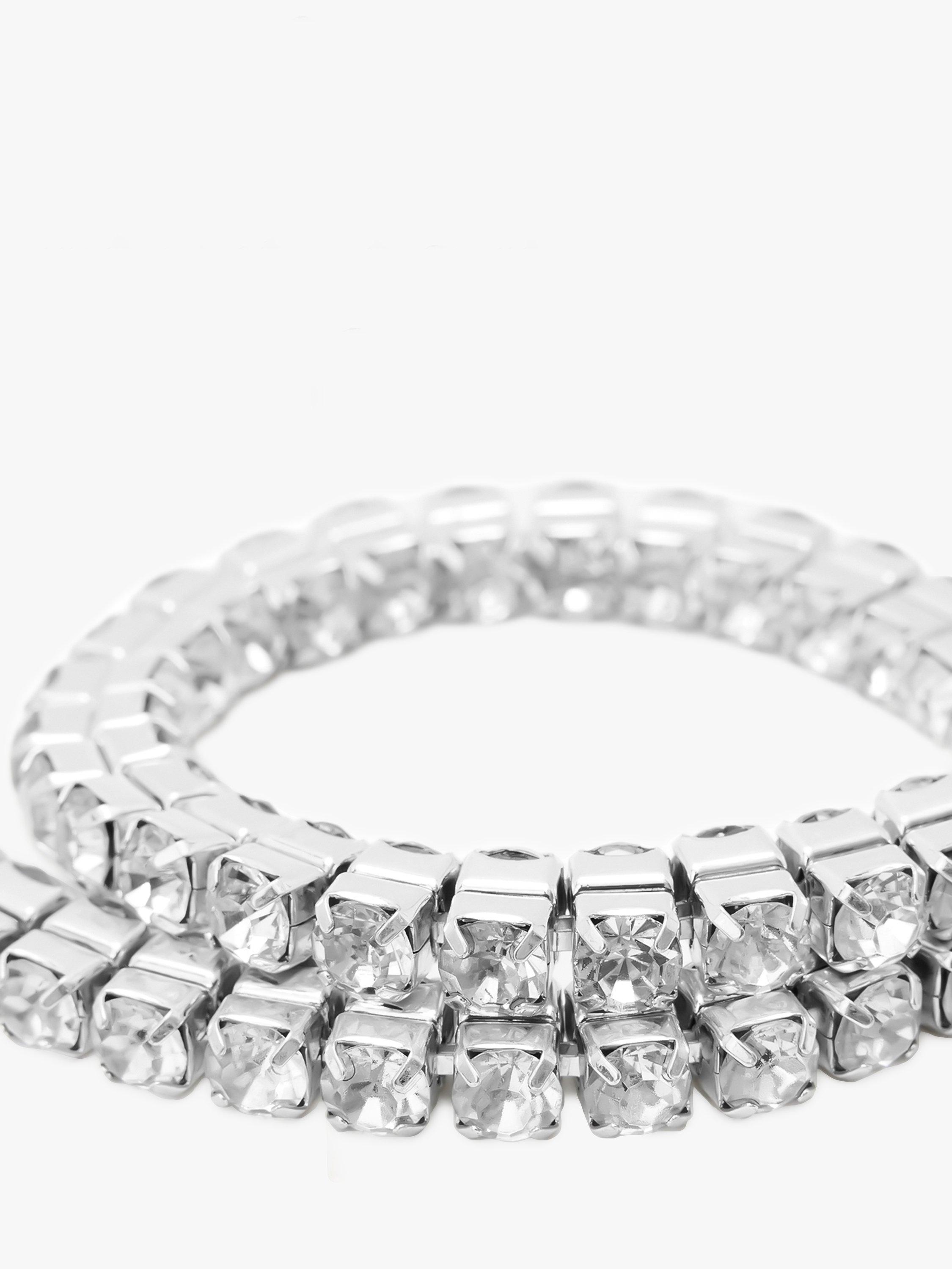 Product image 3 of 4, which shows AllSaints Crystal Collar Necklace, Silver