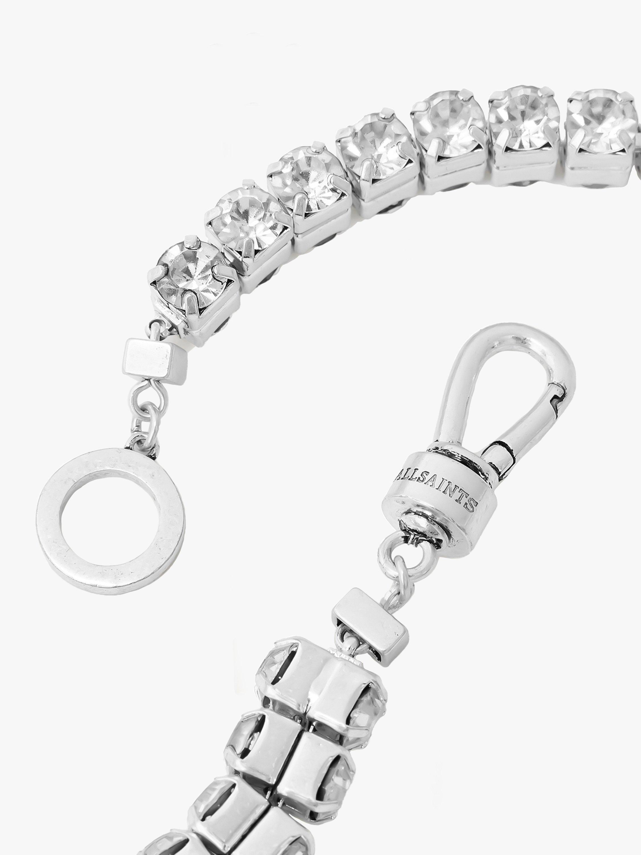 Product image 4 of 4, which shows AllSaints Crystal Collar Necklace, Silver