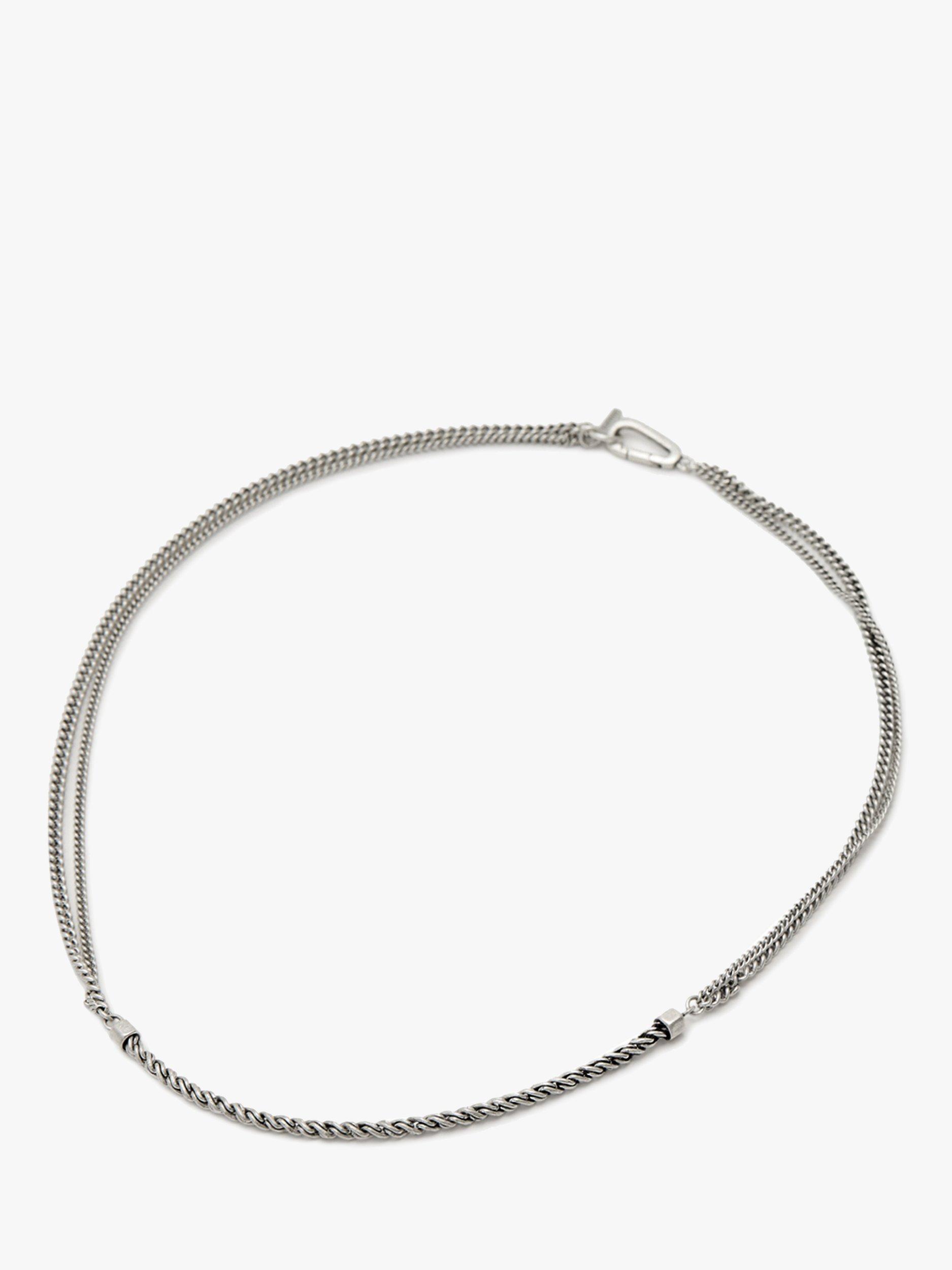 Product image 1 of 5, which shows AllSaints Unisex Refined Double Curb Chain Necklace, Silver