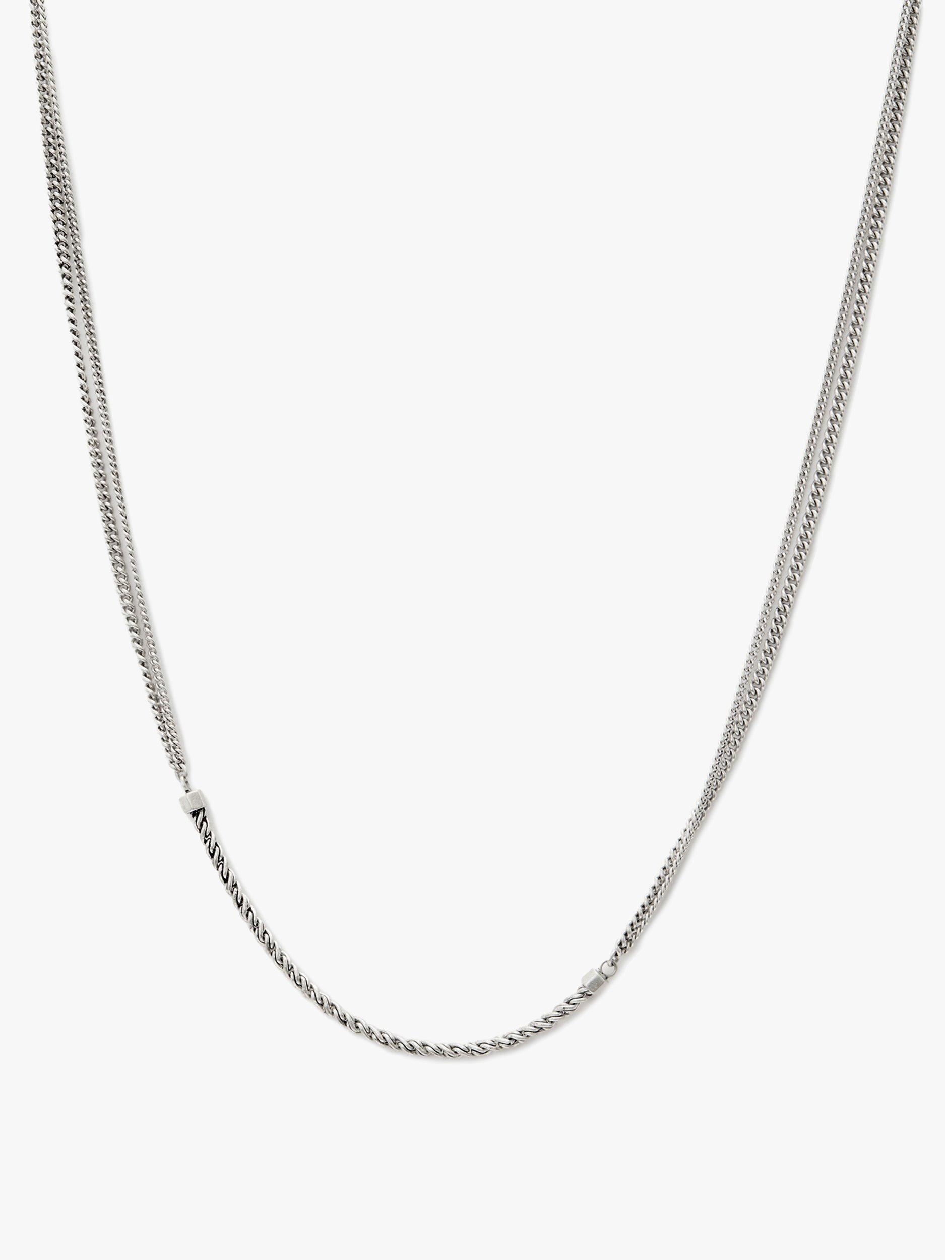 Product image 2 of 5, which shows AllSaints Unisex Refined Double Curb Chain Necklace, Silver