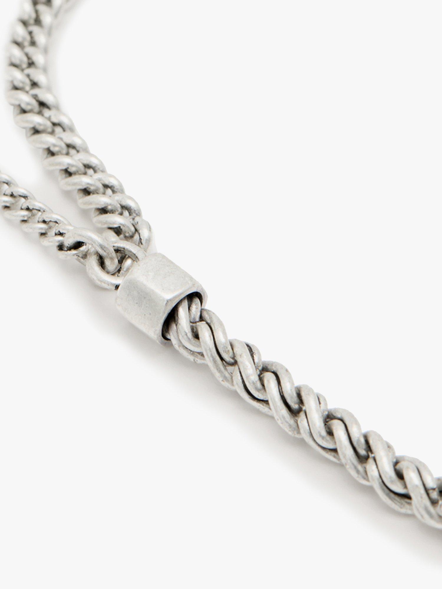 Product image 3 of 5, which shows AllSaints Unisex Refined Double Curb Chain Necklace, Silver