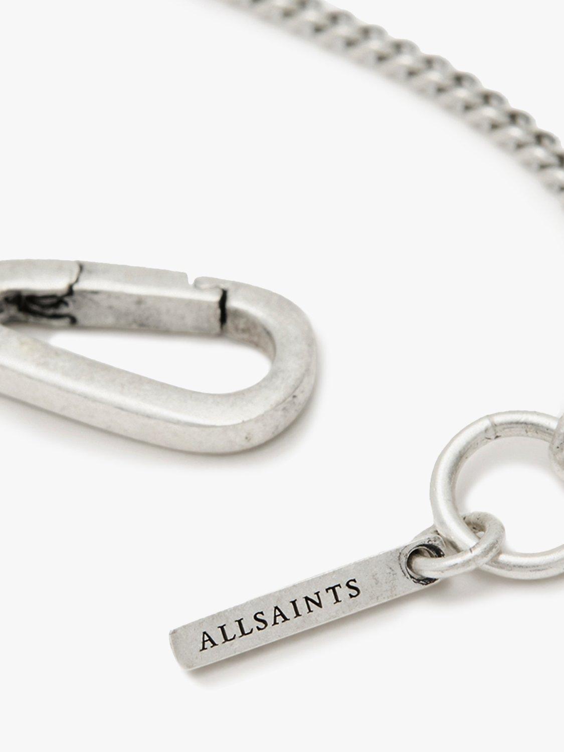Product image 4 of 5, which shows AllSaints Unisex Refined Double Curb Chain Necklace, Silver