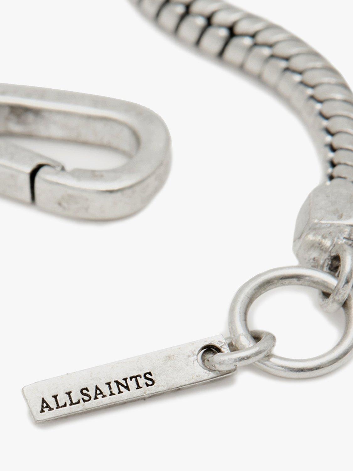 Product image 4 of 5, which shows AllSaints Unisex Collar Snake Chain Necklace, Silver