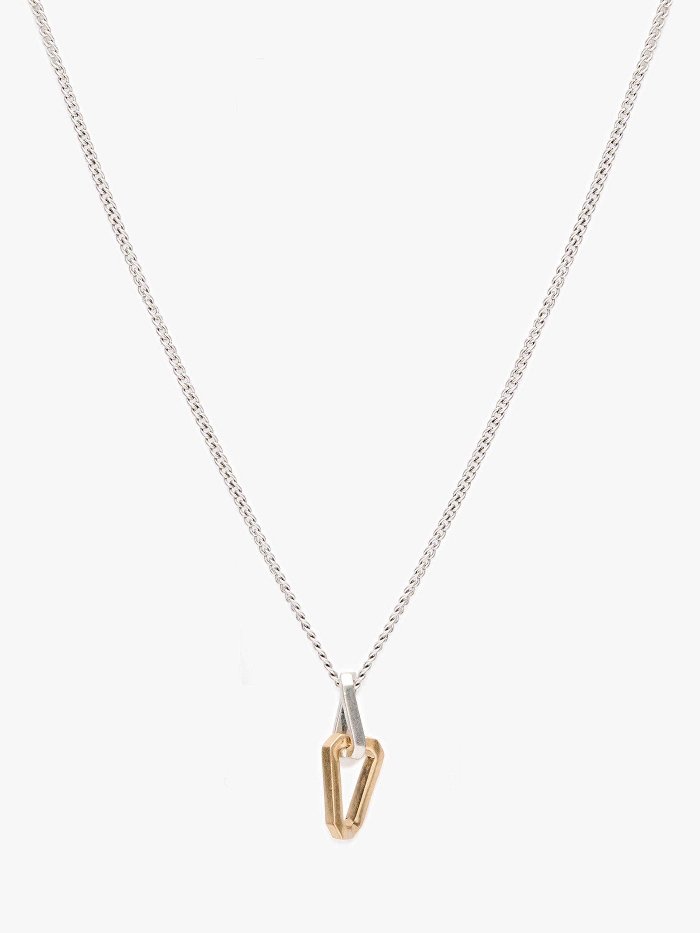 AllSaints Hexagon Link Pendant Necklace, Silver/Gold