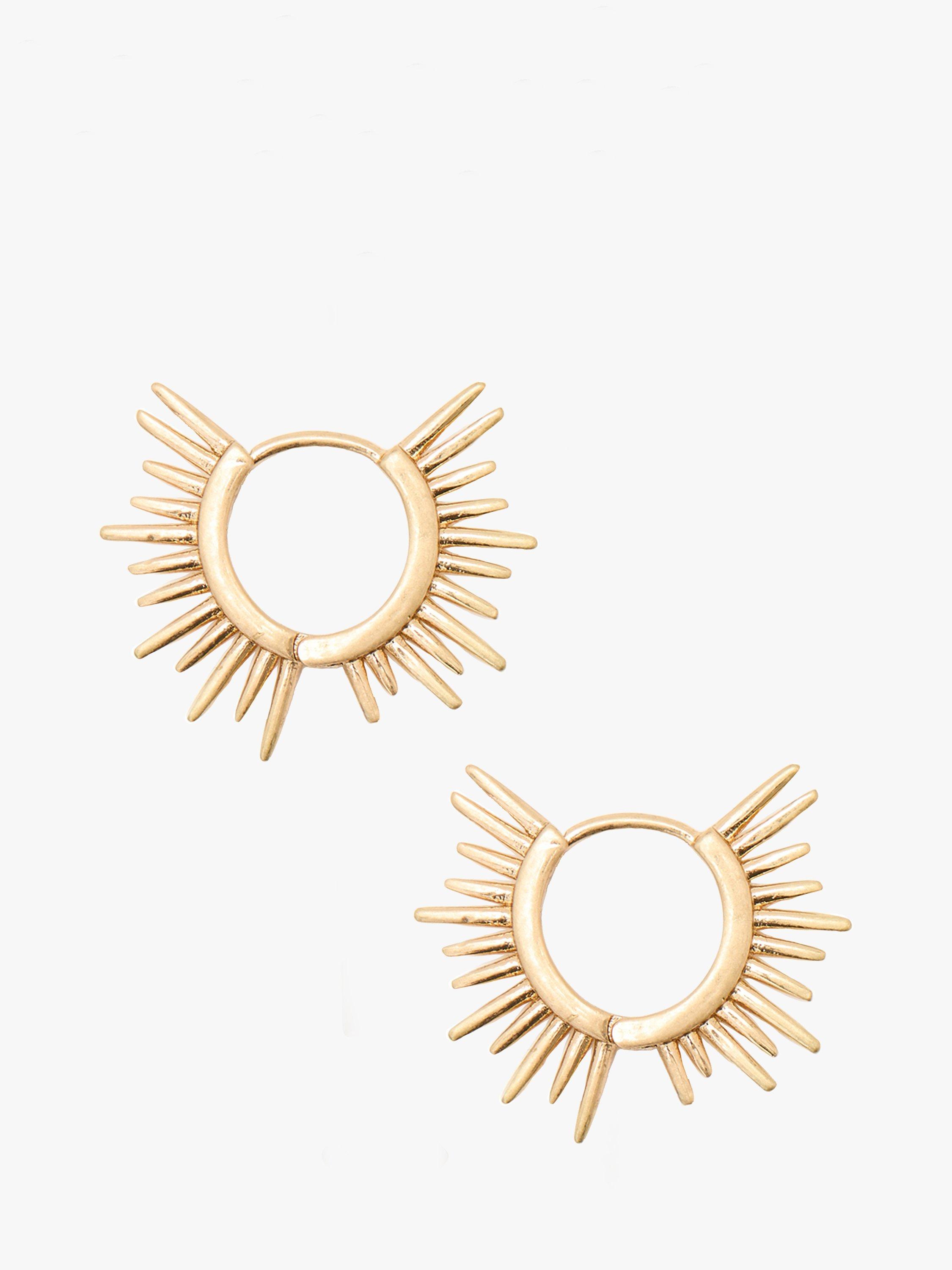Product image 1 of 3, which shows AllSaints Celestial Sunburst Hoop Earrings, Gold