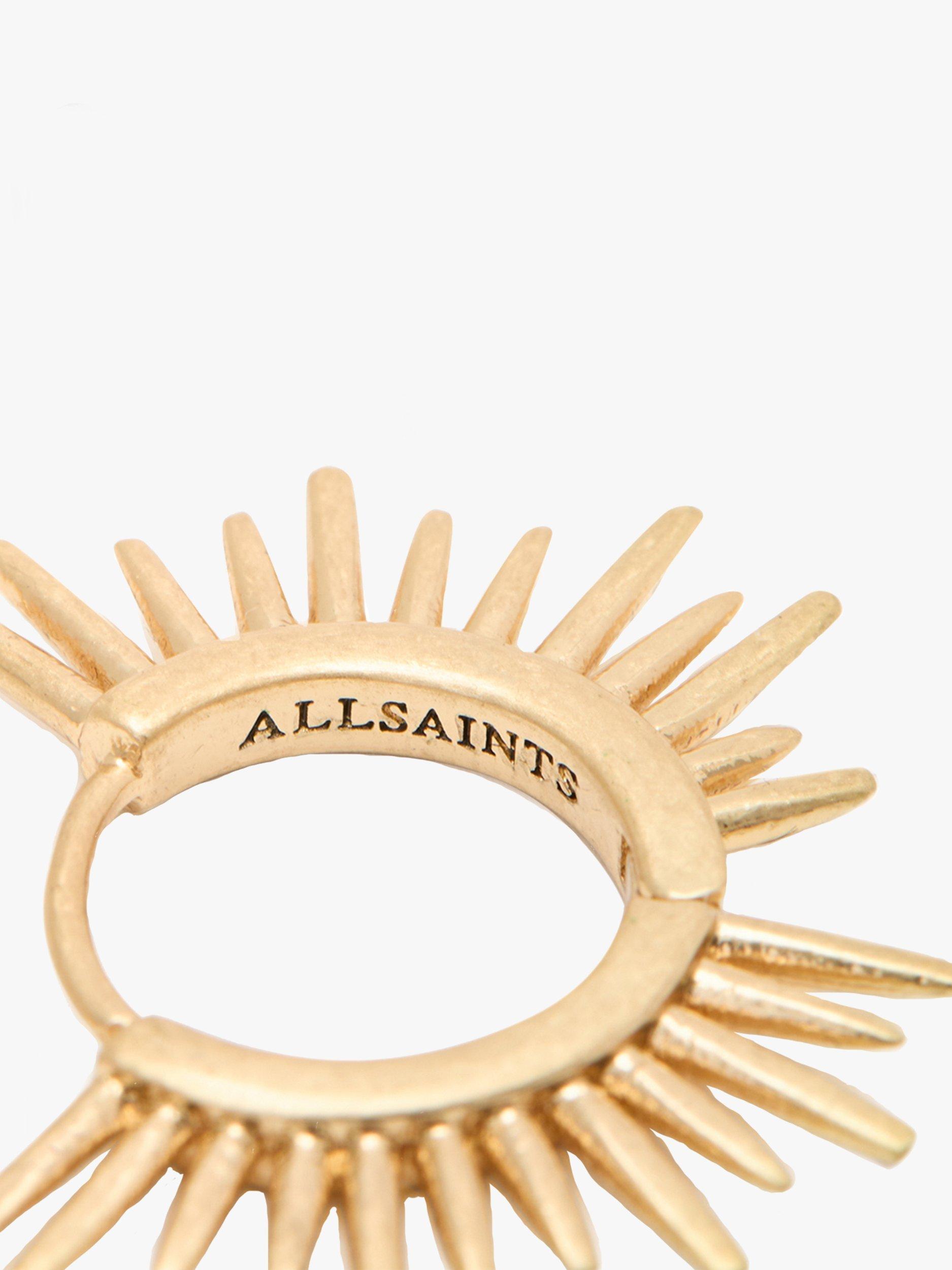 Product image 3 of 3, which shows AllSaints Celestial Sunburst Hoop Earrings, Gold
