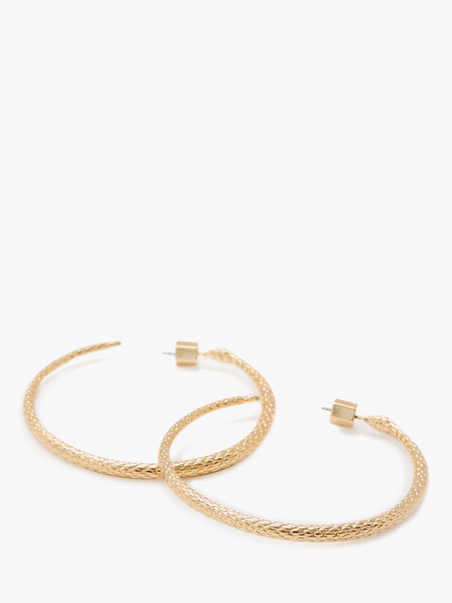 Product image 2 of 5, which shows AllSaints Open Hoop Serpent Motif Earrings, Gold