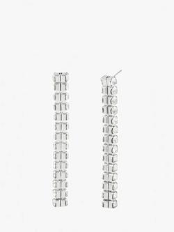 AllSaints Crystal Linear Drop Earrings, Warm Silver, Warm Silver