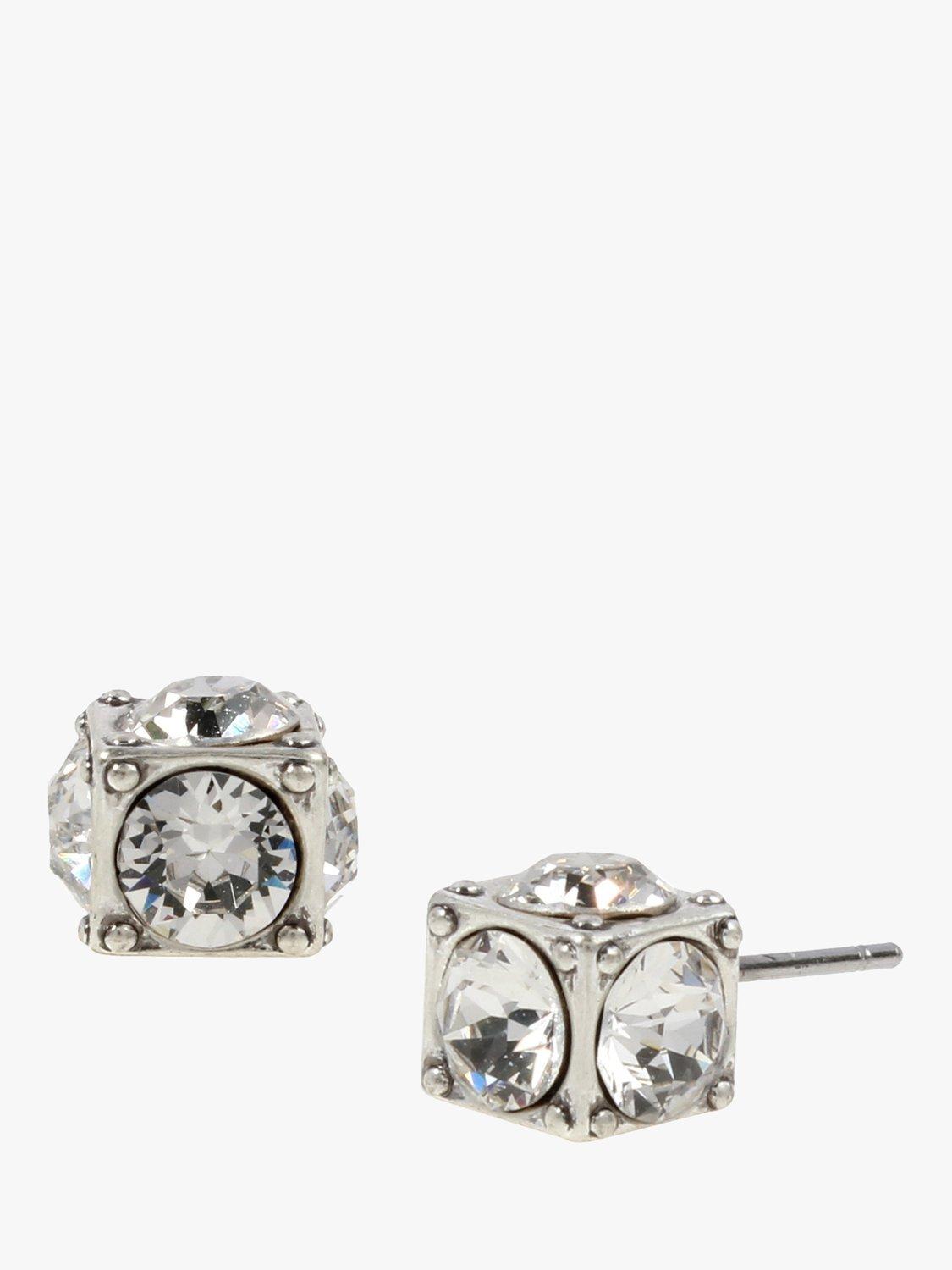 Product image 1 of 3, which shows AllSaints Crystal Stud Earrings, Silver