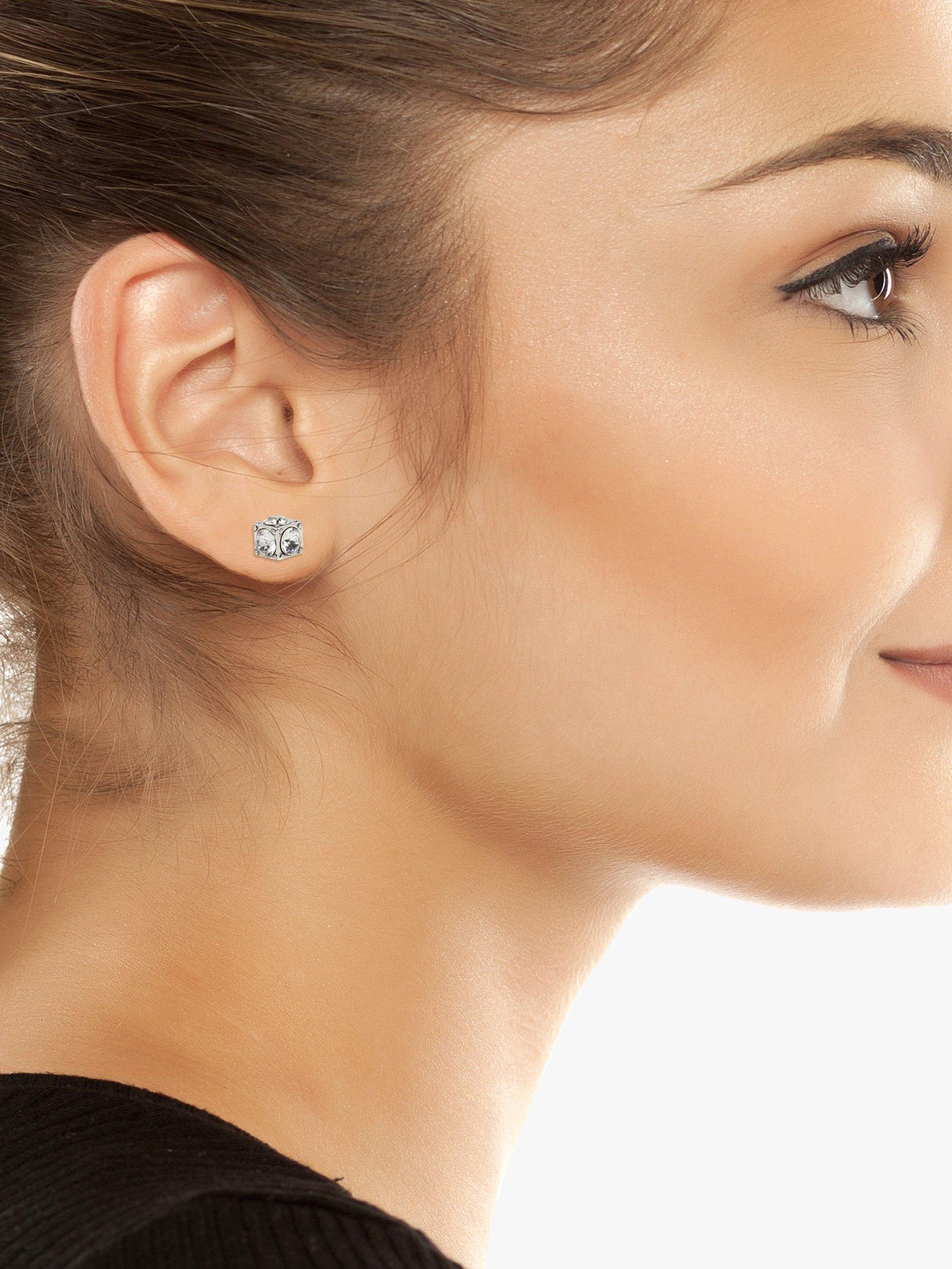 Product image 2 of 3, which shows AllSaints Crystal Stud Earrings, Silver