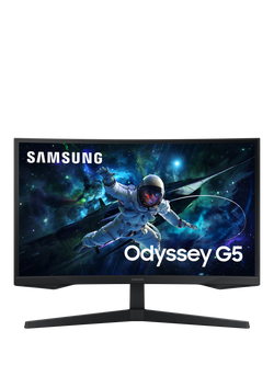 Samsung Odyssey G55C LS27CG552EUXXU QHD Curved Gaming Monitor, 27", Black, Black